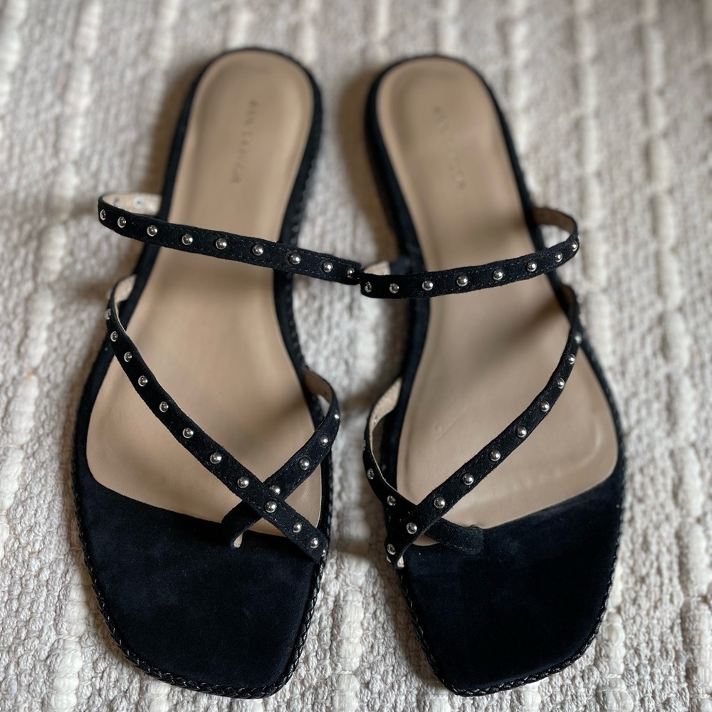 Ann Taylor black leather studded sandals